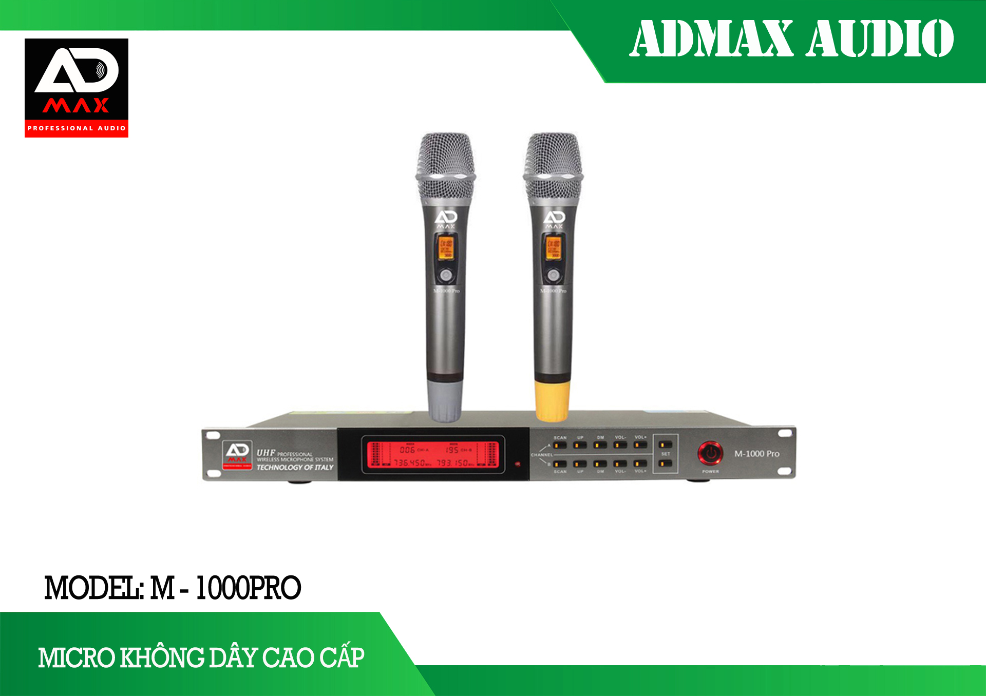 Micro Không Dây ADmax M2000 Pro - Micro Karaoke Cap Cấp